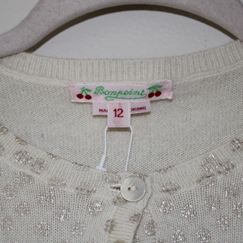 Nwt Bonpoint Cashmere Long Sleeve Button Front Cardigan Sweater Off White Gold — image 4 of 7